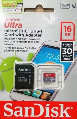 (C+西加小站) SanDisk 16GB 16G 記憶卡 micro SDHC UHS-1 (附轉卡)