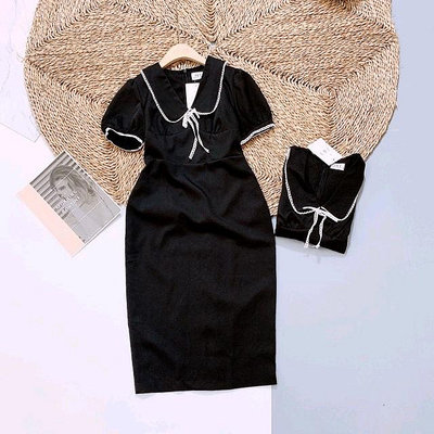 女士短袖黑色蕾絲裙 M9243（滿599元免運）
