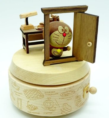 鼎飛臻坊 現貨 DORAEMON 哆啦A夢 小叮噹 任意門 木製旋轉 音樂盒 日本正版