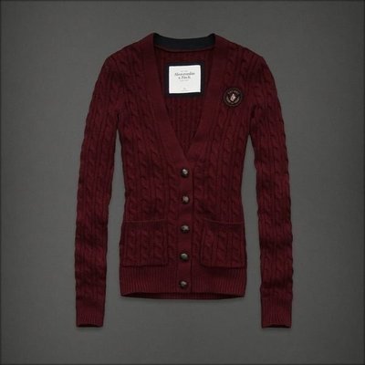 現貨~全新 Abercrombie & Fitch Natasha Sweater 徽章貼布麻花款長袖外套(L號)