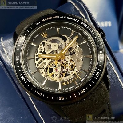 MASERATI瑪莎拉蒂男錶,編號R8821110001,46mm黑錶殼,深黑色錶帶款