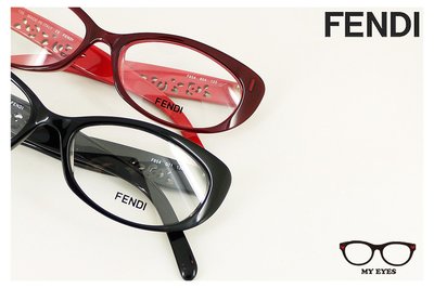 【My Eyes 瞳言瞳語】FENDI 義大利品牌 亮紅色小貓眼光學眼鏡 簍空雕花設計 東方風格 窄臉型佳 (F854)