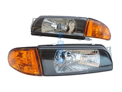 大禾自動車 黑底玻璃大燈 含 晶鑽黃角燈組 DEPO製 適用 三菱 LANCER 92~96/5門 伯樂
