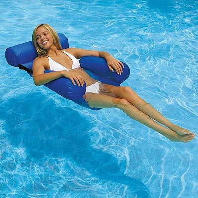 可摺疊水上充氣浮床 靠背浮排水上浮椅躺椅 水上吊床 游泳池 浮板