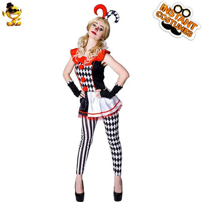 萬圣節成人女款馬戲團小丑角色扮演服裝 鬼節小丑女舞台表演服裝