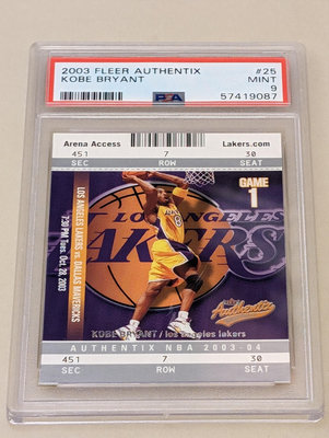2003 Fleer Authentix #25 Kobe Bryant PSA9