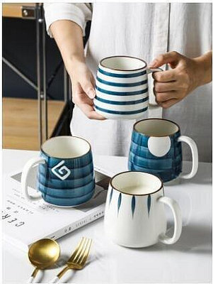 日式陶瓷咖啡杯辦公室杯子馬克杯創意個性手繪潮流大容量水杯情侶