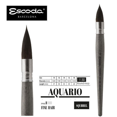 【板橋酷酷姐美術】西班牙 Escoda 筆皇 松鼠毛水彩筆1130系列！18號下標區！直徑粗約15.3mm