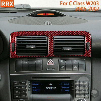 汽車儀表板中央空調罩裝飾件適用於梅賽德斯-賓士 C 級 W203 2005-2007 真正碳纖維內飾配件 @车博士