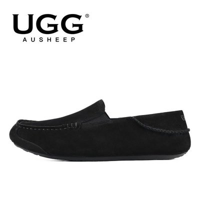 100％原廠 AUSHEEP UGG男士豆豆鞋 新品休閑舒適真皮防滑淺口套腳男鞋