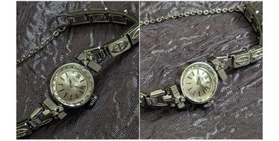罕見1960年代Tissot 天梭，特殊不對襯，18K實金，鑲鑽錶耳，手動上鍊機械錶