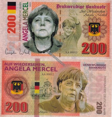 全新2021年 德國 200 馬克 塑料鈔 商業鈔 紀念 默克爾總理 紀念鈔 塑料鈔 紙鈔 【奇摩收藏】