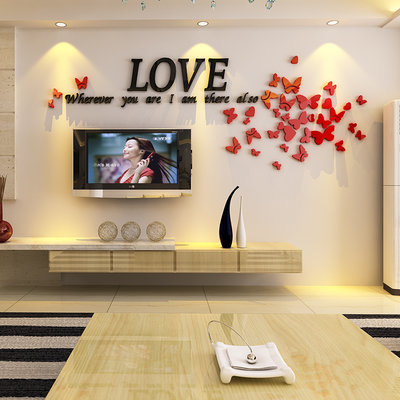 下殺 love水晶亞克力3D立體墻貼畫婚房裝飾臥室客廳沙發電視背景墻壁畫#墻紙#墻貼#裝飾