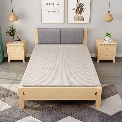 實木床1.2米單人床現代簡約1.5米雙人床經濟型0.8加軟靠折疊床