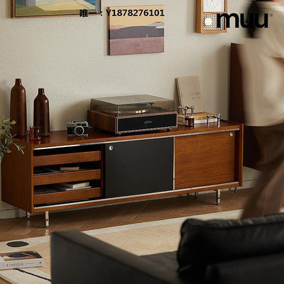 電視櫃復古實木電視柜北歐日式小戶型客廳組合墻柜不銹鋼腿原木電視機柜機櫃組合