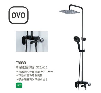 ((LS))OVO京典衛浴 淋浴蓮蓬頭組 T8080 設計師御用款 霧黑
