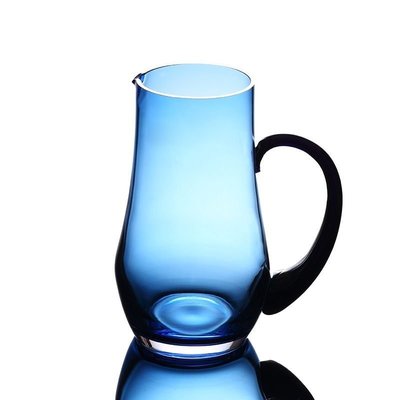 下殺 英式無鉛水晶藍色吧臺檸檬水壺1000ml泡水壺冷水壺經典原色玻璃杯
