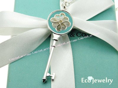 《Eco-jewelry》【Tiffany&amp;Co】 新款 大款藍琺瑯八瓣鑰匙項鍊 純銀925項鍊~專櫃真品 已送洗