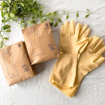 【MUJI 無印良品】 日本限定 天然乳膠手套 一組6入 塑膠手套 橡膠手套 天然橡膠清潔打掃手套 家事手套