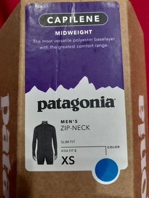 全新現貨 patagonia Capilene Midweight Zip-Neck 拉鍊內層排汗衣 藍 XS 登山長T