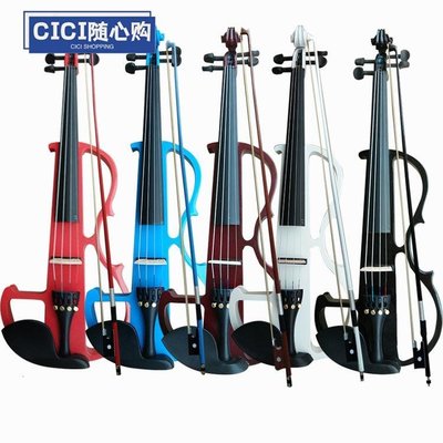 【現貨】免運-黑色閃光電子小提琴 初學者演奏電聲小提琴樂器-CICI隨心購1