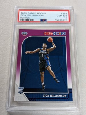 2019-20 Hoops Purple #258 Zion Williamson RC PSA10