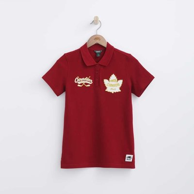 ROOTS-女款(黑.紅色) 休閒 修身 楓葉CANADA DAY系列短袖POLO衫