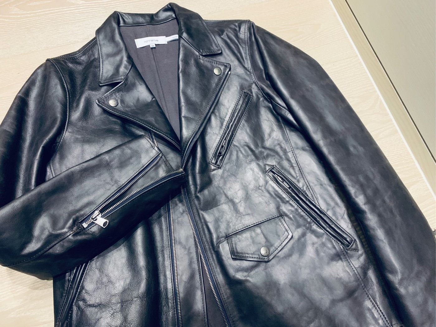 nonnative rider leather jacket 皮衣騎士外套size:0 2手美品黑色日本