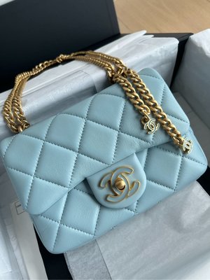 Chanel 22新款 baby blue 方胖 琺瑯包