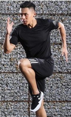 Adidas阿迪達斯短袖T恤男 透氣冰絲速幹衣 運動T恤 跑步健身上衣 訓練圓領半袖衫361059