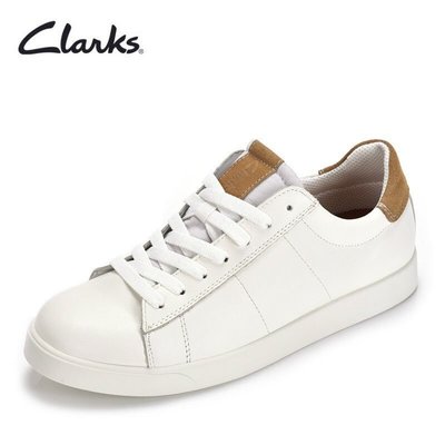 Clarks其樂男鞋新款真皮拼色休閑板鞋小白鞋系帶運動牛皮休閑鞋男