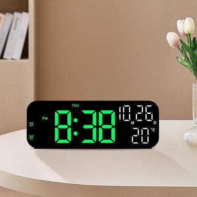 新品9寸家用電子鐘簡約LED時鐘溫度日期USB供電三檔亮度床頭鐘表