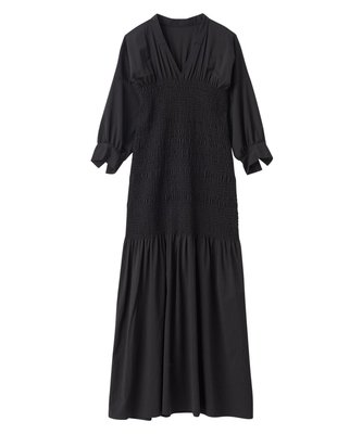 cocodeal 黑色摺飾長洋裝