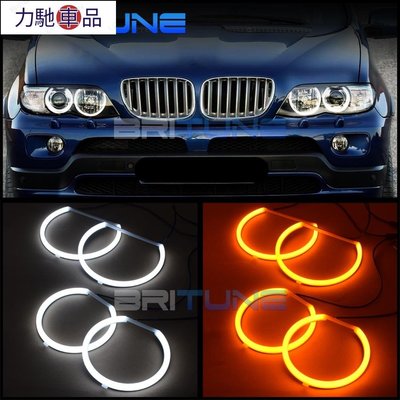 LED光圈 適用寶馬BMW E53 X5 棉光 白光LED 寶馬光圈 LED日行燈天使眼 方向燈 魚眼大燈汽車大燈~力馳車品~
