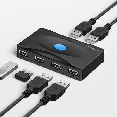【易控王】2x4 二進四出USB共享切換器 USB分享器 Hub 共享印表機/鍵鼠 (40-122-05)