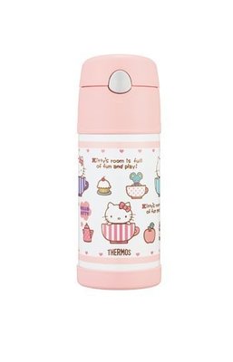 2015年膳魔師 kitty 兒童吸管水壺下午茶篇, B2011PK . 附備用吸管組, 附粉紅小提袋, 可超取