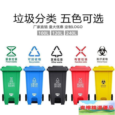 工業垃圾桶 240L升戶外垃圾桶大號環衛腳踏式商用加厚帶蓋塑料大型分類掛車桶B31