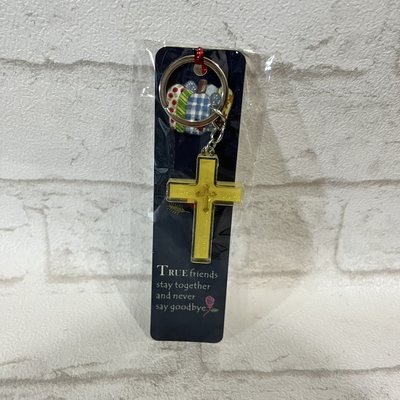 [全新] 鑰匙圈 十字架 壓克力 飾品 吊飾 塑膠 掛飾 裝飾 墜飾 5.5x3.5cm *舊愛二手*