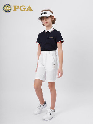 美國PGA兒童高爾夫服裝男童短褲青少年夏季運動彈力速干童裝褲子