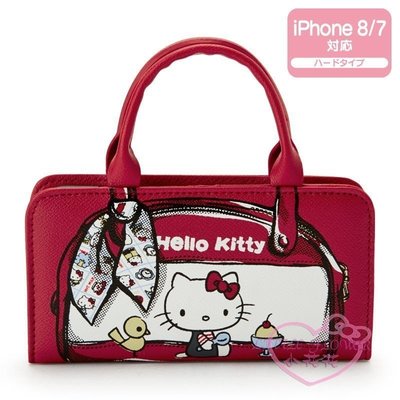 ♥小公主日本精品♥Hello kitty凱蒂貓紅色-RETOUCH款手機殼手機套iPhone8/7專用款00142403