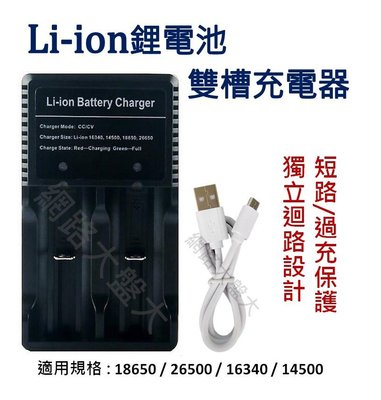 #網路大盤大# Li-ion 鋰電池雙槽充電器 USB充電器 雙槽 獨立迴路 短路/過充保護 18650充電器