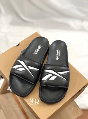 [MR.CH] Reebok 正品公司貨 運動拖鞋 防水 大LOGO 黑白 CN0212
