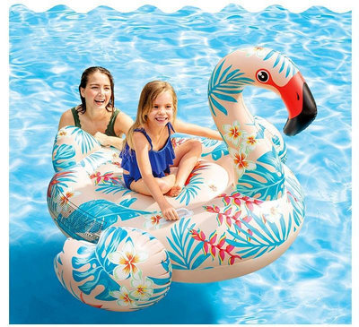水上設備 游泳 INTEX57559成人充氣水上坐騎玩具印花小紅鶴兒童火烈鳥網紅浮排