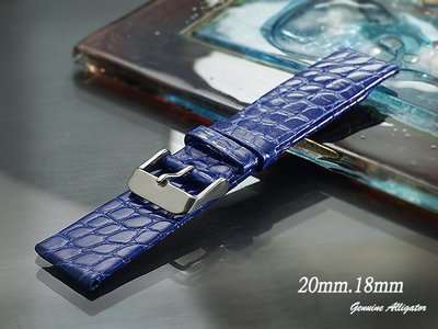 【時間探索】 進口純正鱷魚皮薄型錶帶 ( 20mm.18mm )