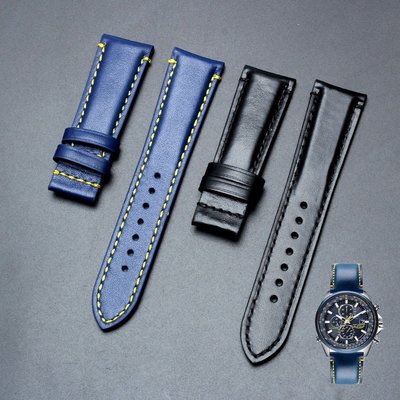 【錶帶家】『嚴選』 義大利 23mm 收 20mm 小羊皮錶帶可代用ARMANI 星辰藍天使 AT8020 單表帶不含扣