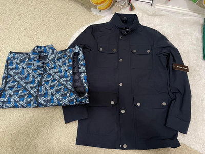 Michael KORS 男生款兩件式深藍色三合一 風衣+羽絨背心 外套