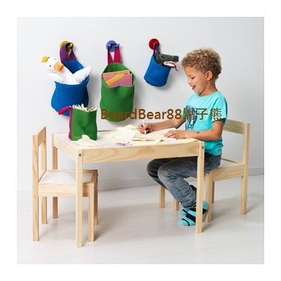 IKEA 兒童桌椅組 (1桌2椅, 松木 白色) 孩童閱讀.塗鴉.遊戲.書桌椅.餐桌椅 LATT【鬍子熊】代購