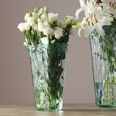 迦樂西班牙進口家居裝飾品擺件玻璃歐式花瓶富貴竹花插百合白專用