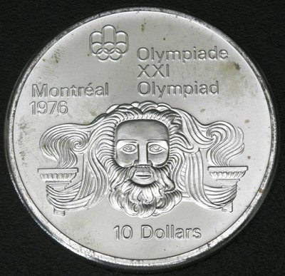 1976年加拿大蒙特羅奧運紀念銀幣 48.5g共1枚，含原盒