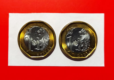 【有一套郵便局) 2017年新加坡1元硬幣2枚一起賣共76元(43)